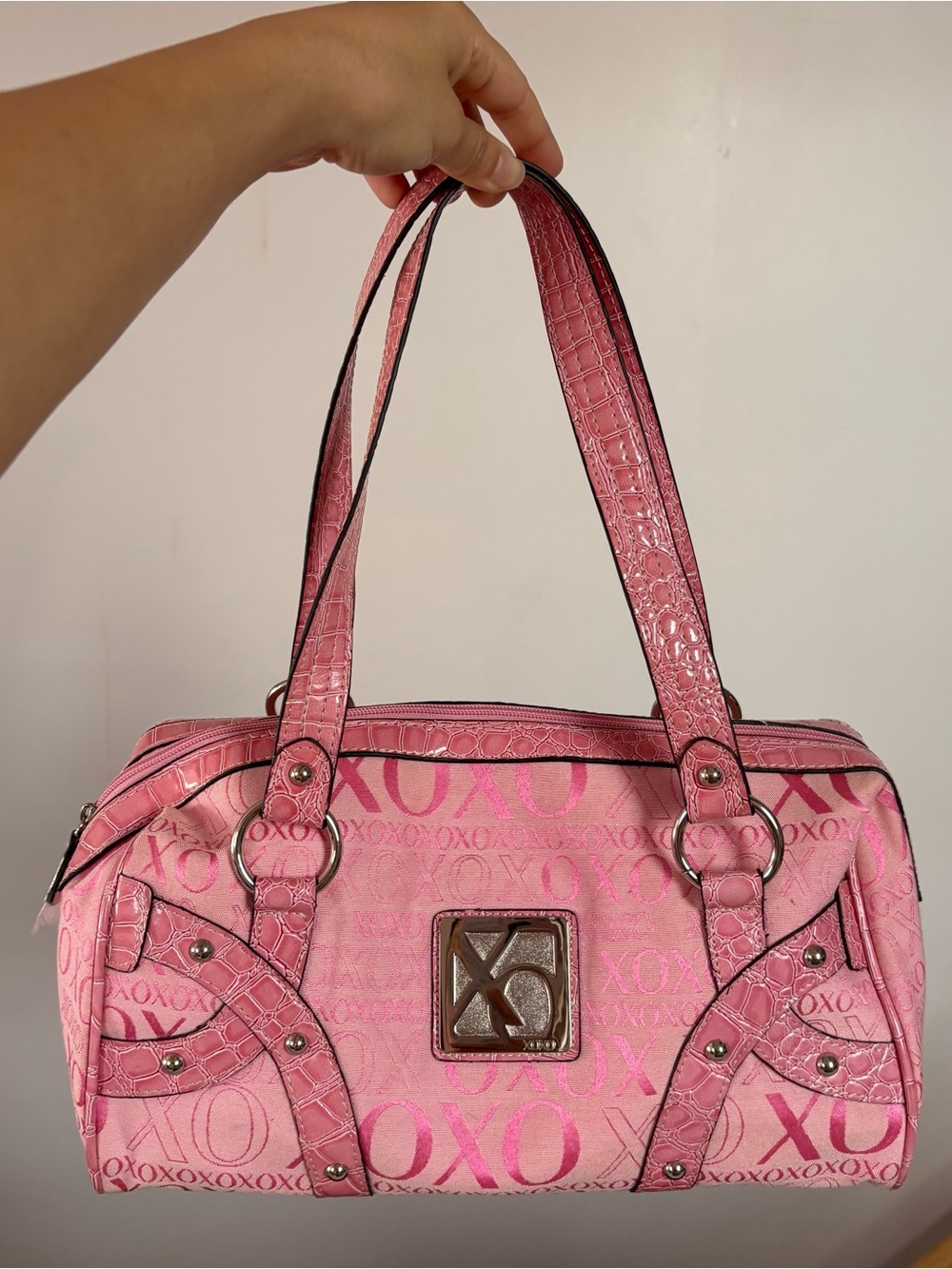 Pink XOXO Patterned Satchel Handbag